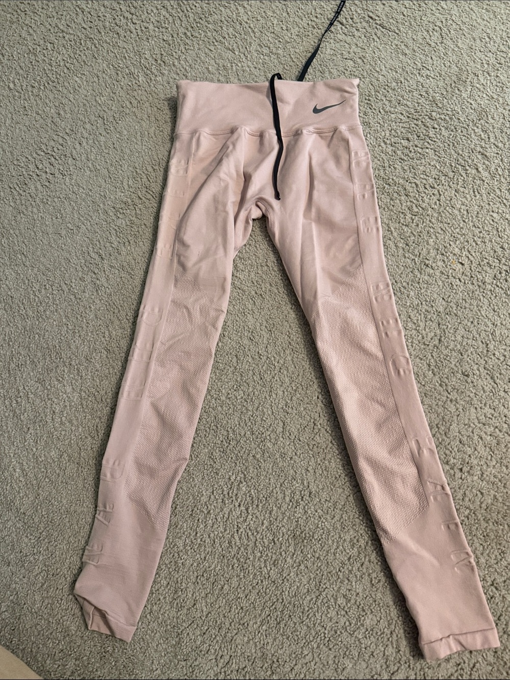 Nike Light Pink High-Waist Leggings with Drawcord